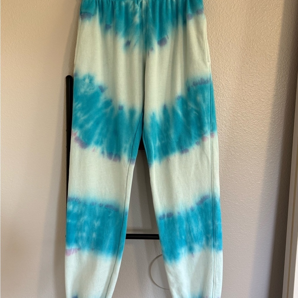 Spiritual Gangster Rainbow Perfect Sweats Joggers Blue/White Tie-Dye. Small. - Picture 4 of 13